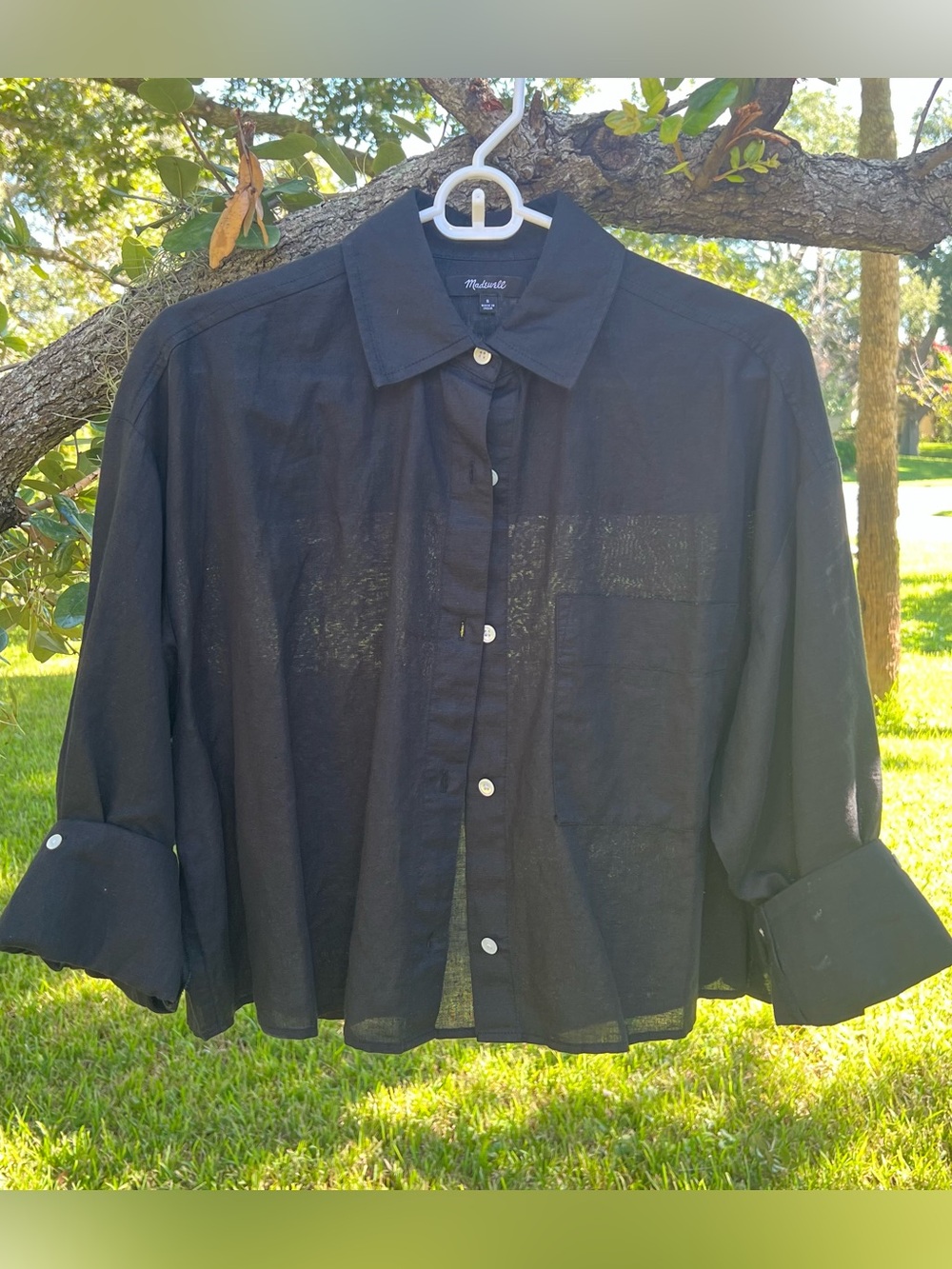 Madewell Straight-Hem Shirt in Linen-Cotton Blend S